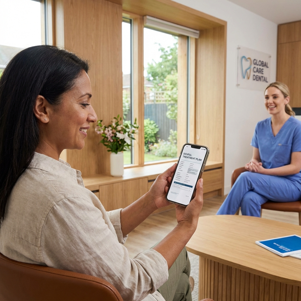 Patient checking treatment plan